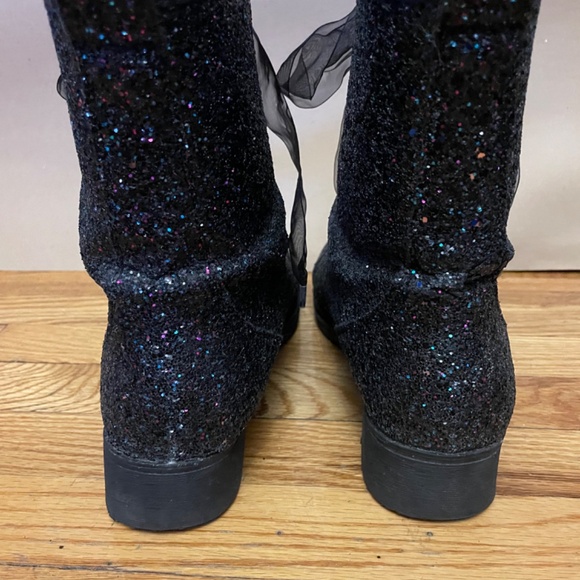 Black & Purple Glitter Combat Boots - Picture 5 of 8